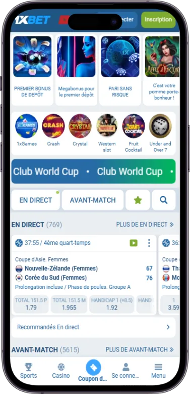 1xbet page d'accueil