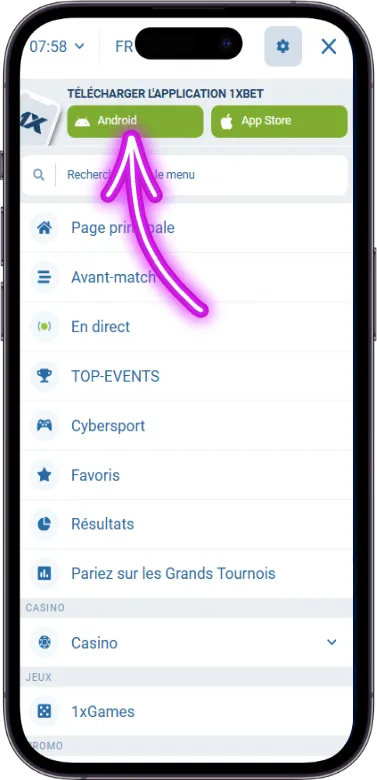 Section téléchargements Android